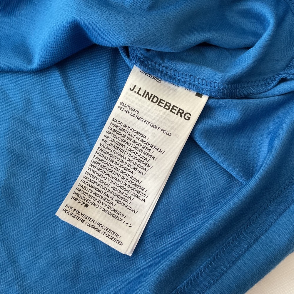 J.Lindeberg Perry Long Sleeve Golf Polo Shirt Mens XXL Regular Fit Blue Preppy - Picture 11 of 12